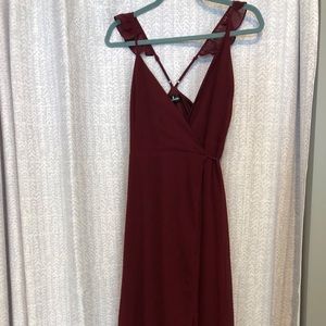 Lulu’s Burgundy high Low Wrap Dress